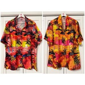 Set of 2 Hawaiian Shirt Floral Aloha Short Sleeve Button Down XL